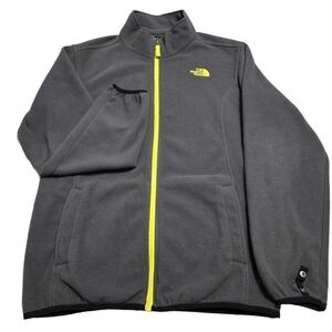 ✨2/$25 The North Face Boys Dark Gray Fleece Jacket with Neon Accents